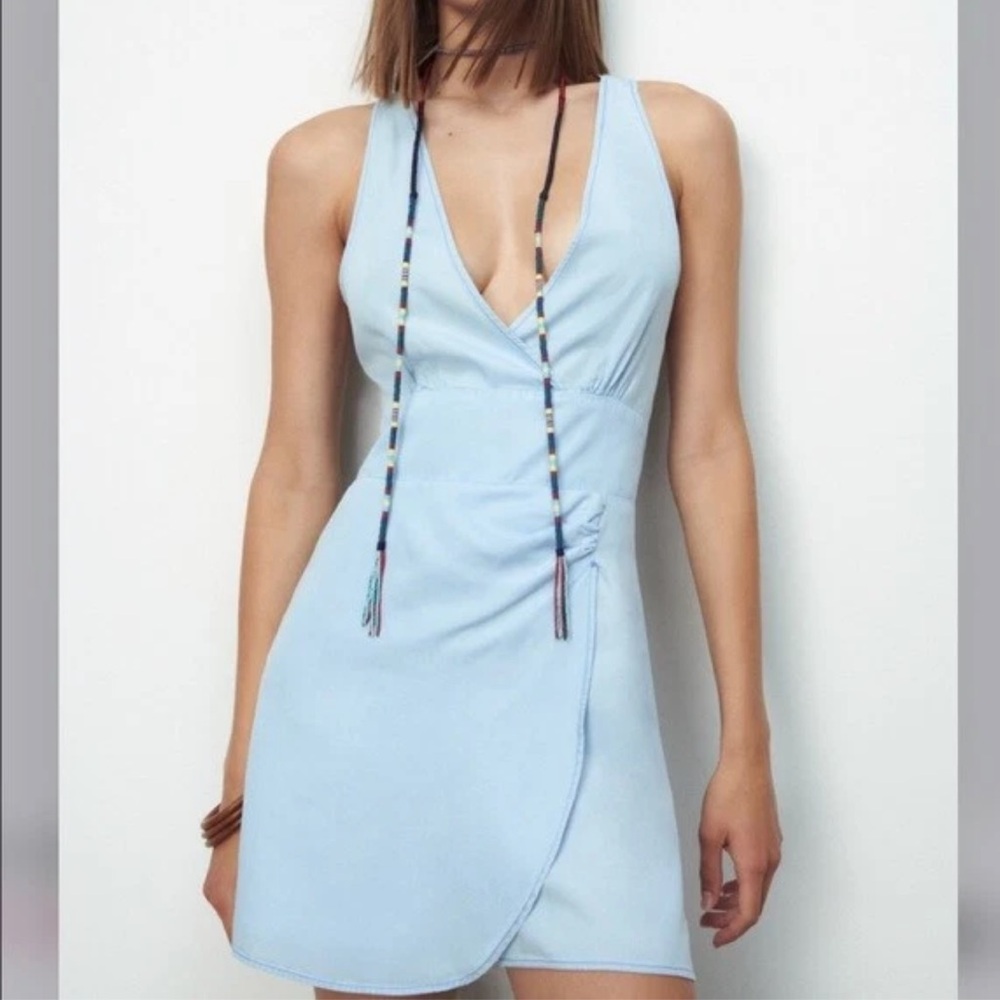 Zara Light Blue Skort Jumpsuit Size Merium